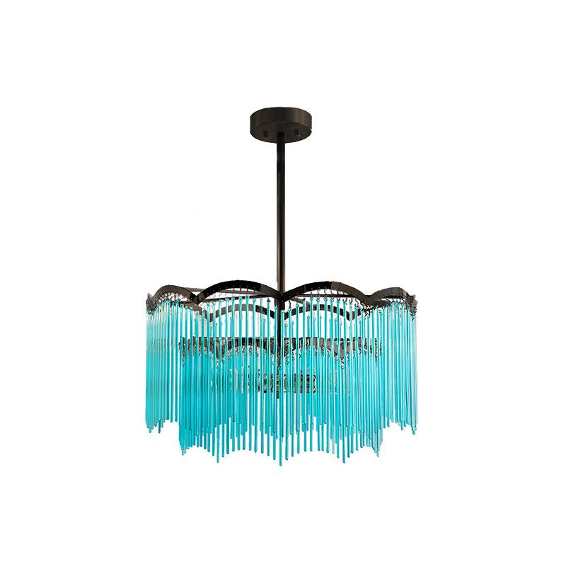 3 luces Candelier de comedor Ligero/azul de cristal transparente Luz colgante con diseño redondo