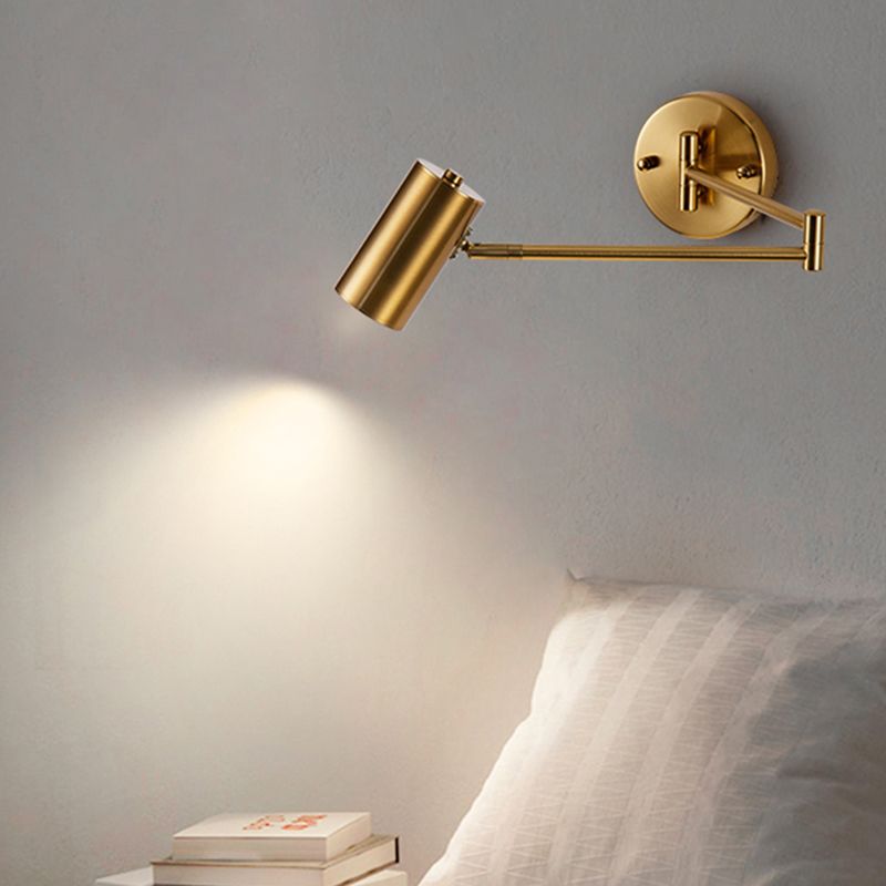 Lámpara de pared ajustable de aluminio electroplacado en la luz de pared cilíndrica de hierro de estilo de lujo moderno