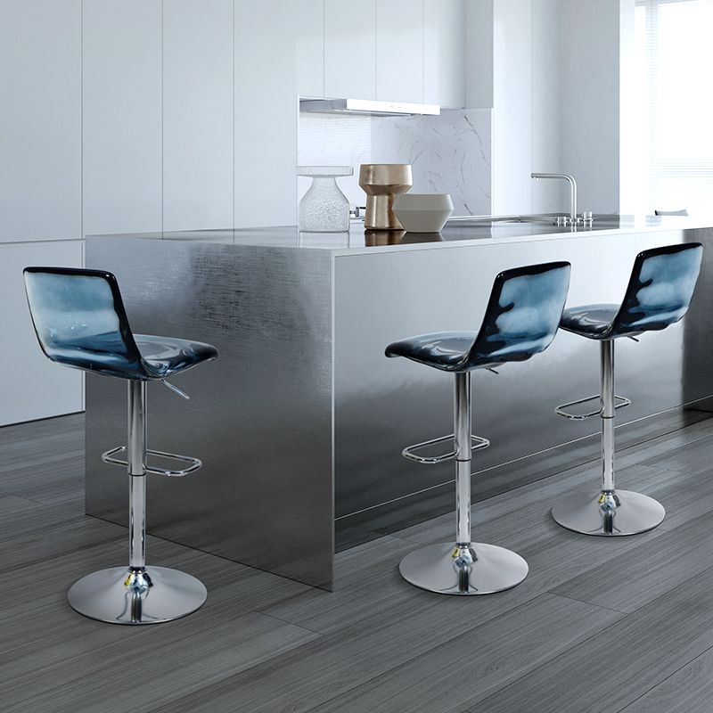 Low Back Armless Adjustable Height Swivel Bar Stool with Footrest