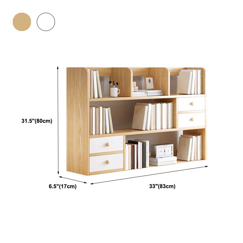 9.5" W Modern Wooden Bookcase Open Storage Bookshelf with Drawers and Shelves