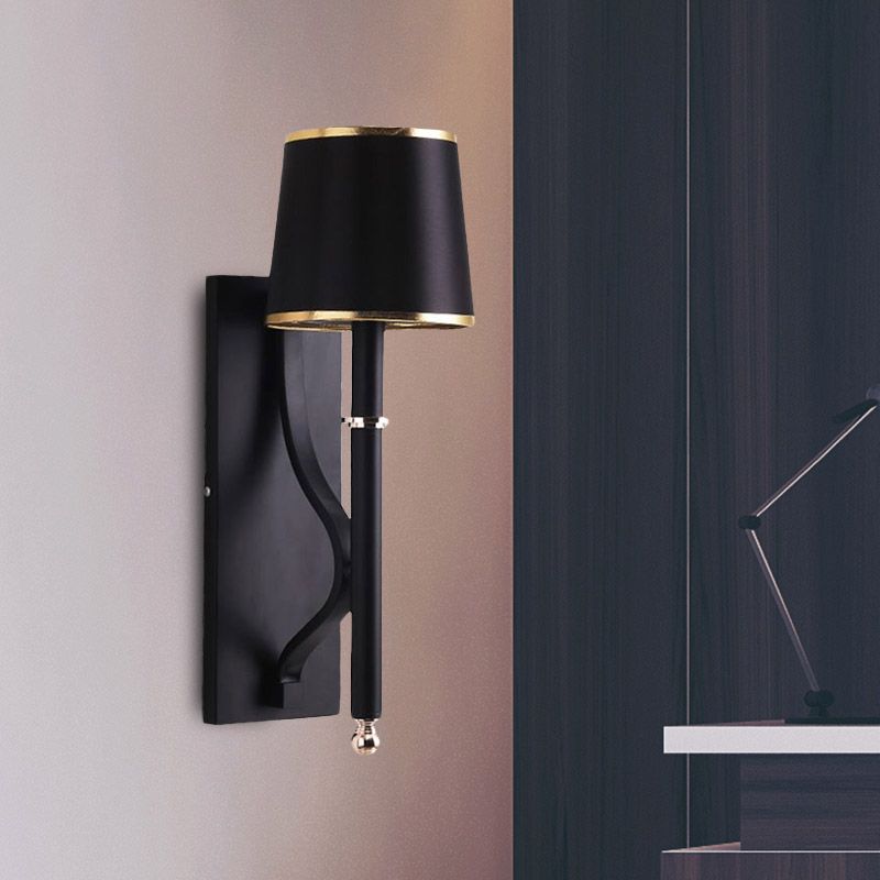 16"/18.5" W Cone Wall Mount Lighting Minimalism Metallic 1 Light Black/Flaxen Wall Sconce Light for Bedroom