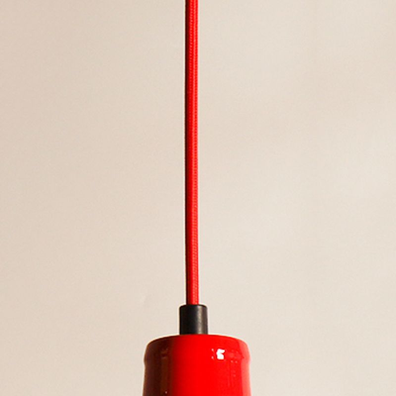 Lámpara colgante de acabado rojo de metal geométrico 1 cabeza vintage colgante luz de techo para restaurante