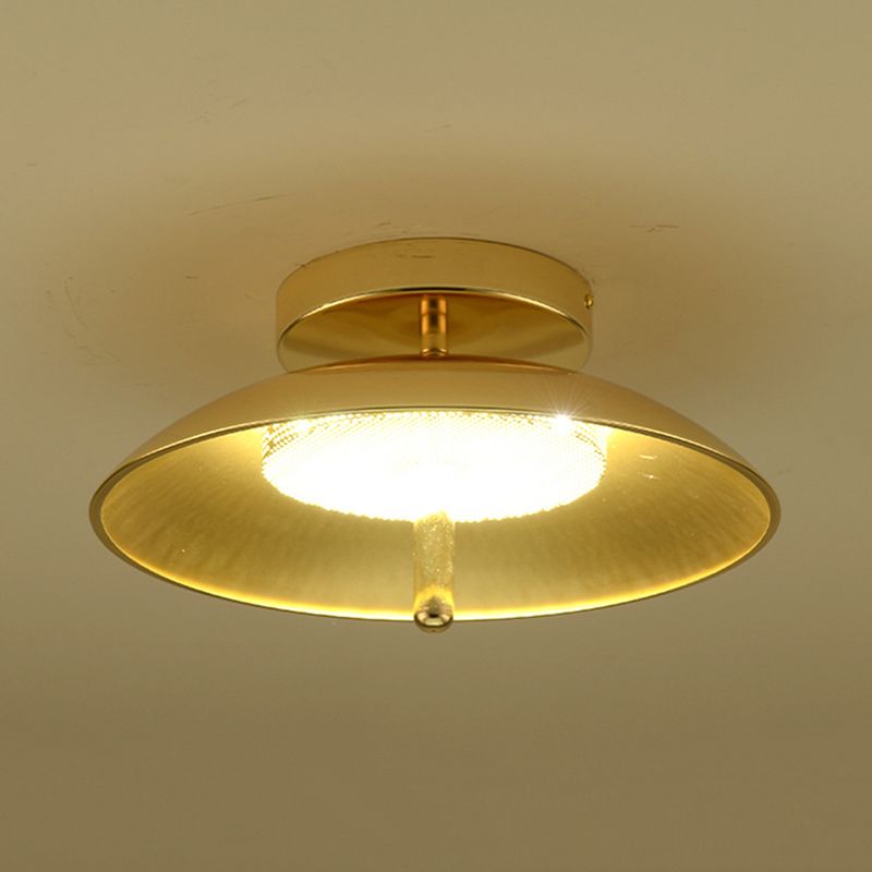 Gold Finish Bowl Flushmount Light Postmodern LED Iron Flush Mount Ceiling Lamp Fixture