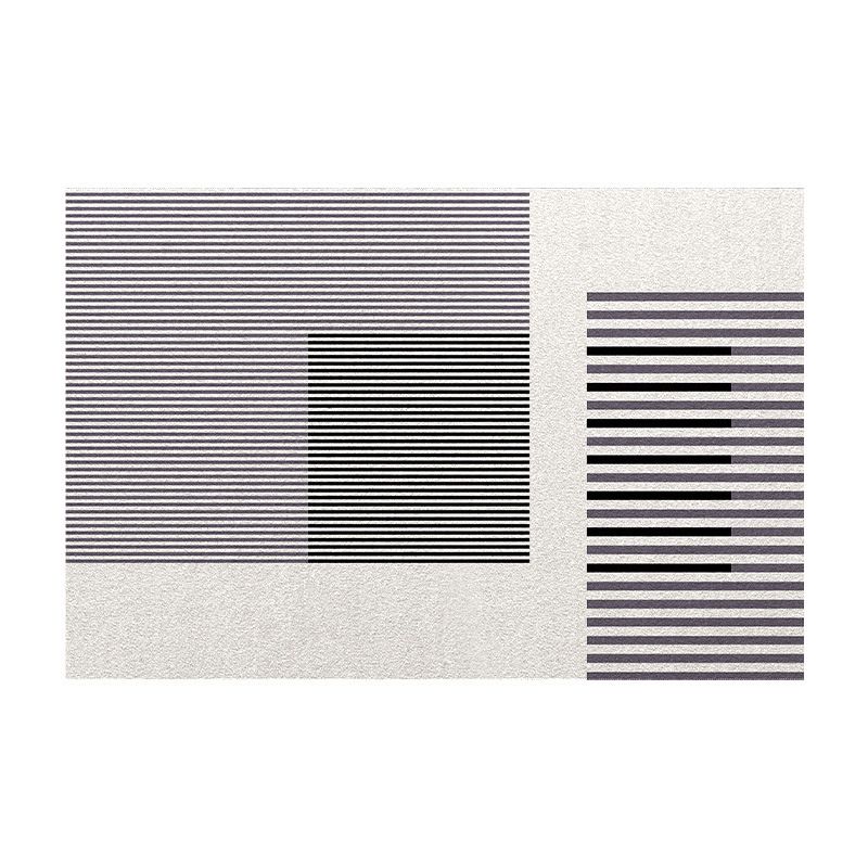 Light Beige Modern Rug Polyester Striped Rug Non-Slip Backing Rug for Drawing Room