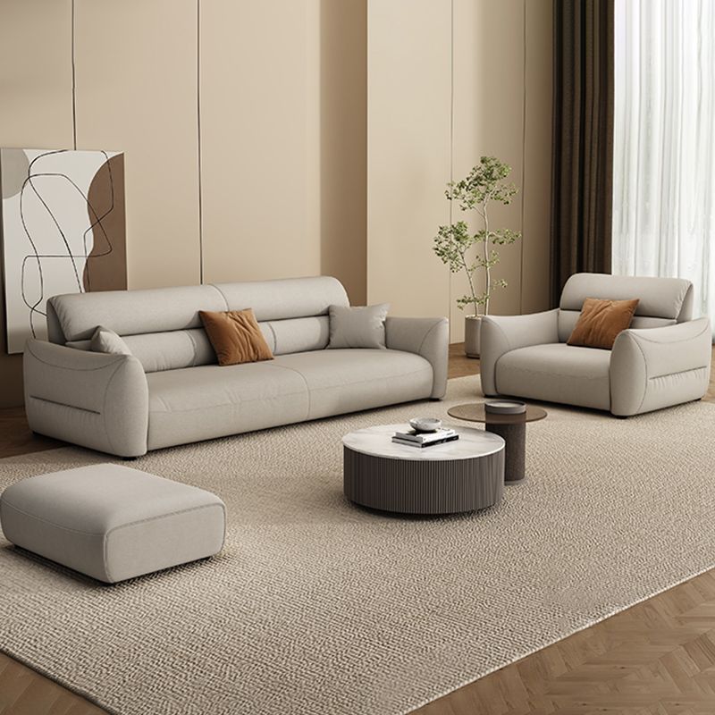 Stain Resistant Stationary Faux Leather Living Room Square Arm Sewn Pillow Back Sofa