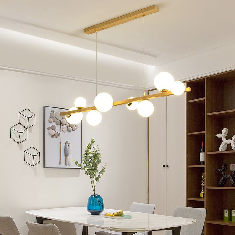 Contemporary Adjustable Length Hanging Light Globe Glass Pendant Light for Kitchen