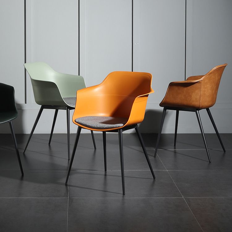 Contemporary Style Dining Chair Arm Metal Side Parsons Chairs for Kitchen