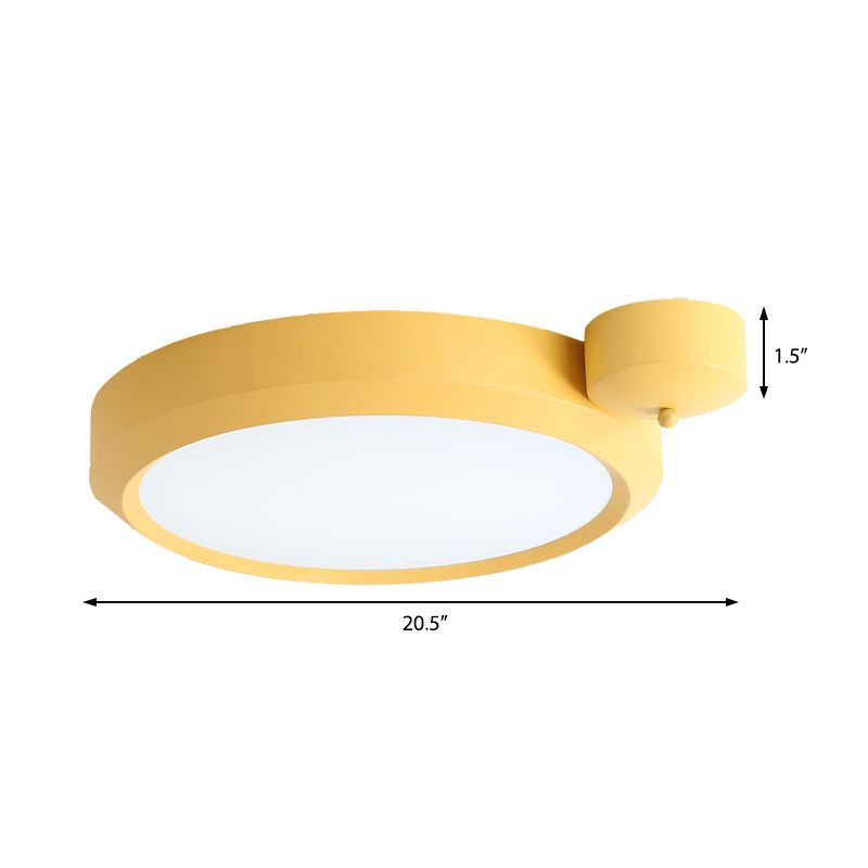 Blue / Red / Yellow Round Flushmount Lighting Metal Integrated Led Nordic Ceiling Flush Light in Second Gear, 20.5 "/25" W