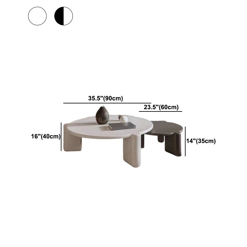 White Goose/black Oak Round Coffee Table with 3 legs Base Cocktail Table