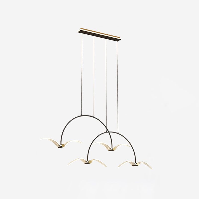 Illuminazione a pendente lineare moderna illuminazione lampadario metallo 2 luci isola luminosa in nero