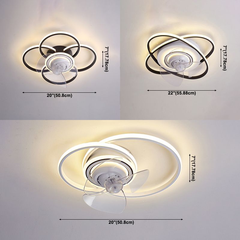 Contemporary Metal Fan Light Geometric LED Flush Mount Light for Bedroom