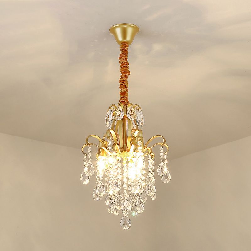 Candle Dining Room Down Chandelier Country Crystal Drape Pendant Lighting Fixture