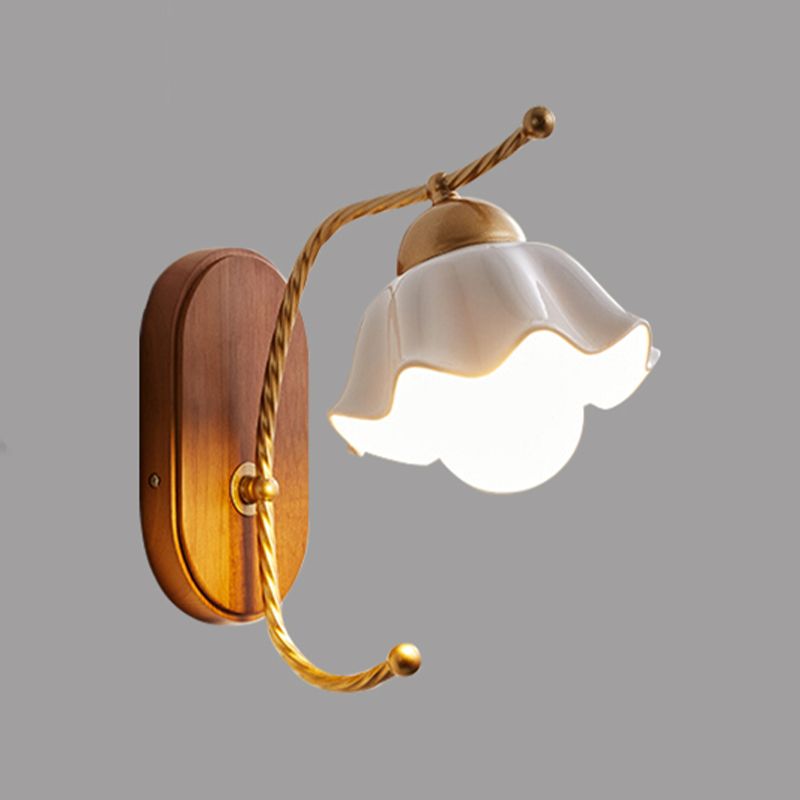 Ceramics Shade Wall Lamp Modern Style White Shape Wall Mounted Lighting for Bedroom