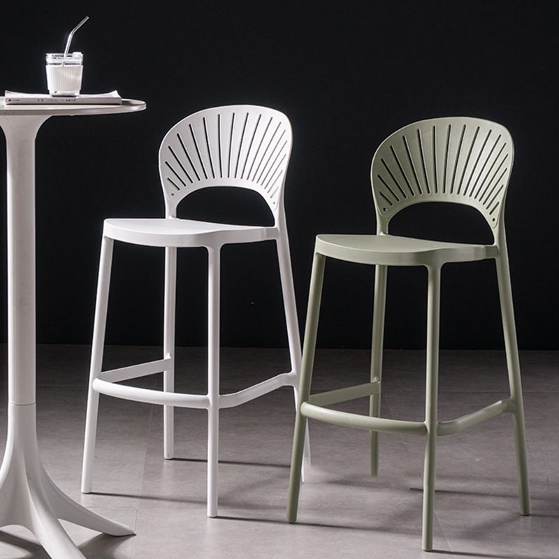 Modern Plastic Barstool Low Back Counter Stool in Matte Finish