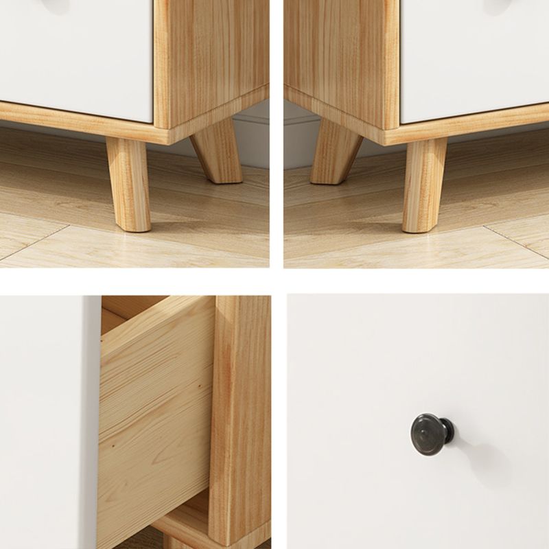 Natural Modern Bookshelf Wood Closed Back Bookcase with Drawer Storage