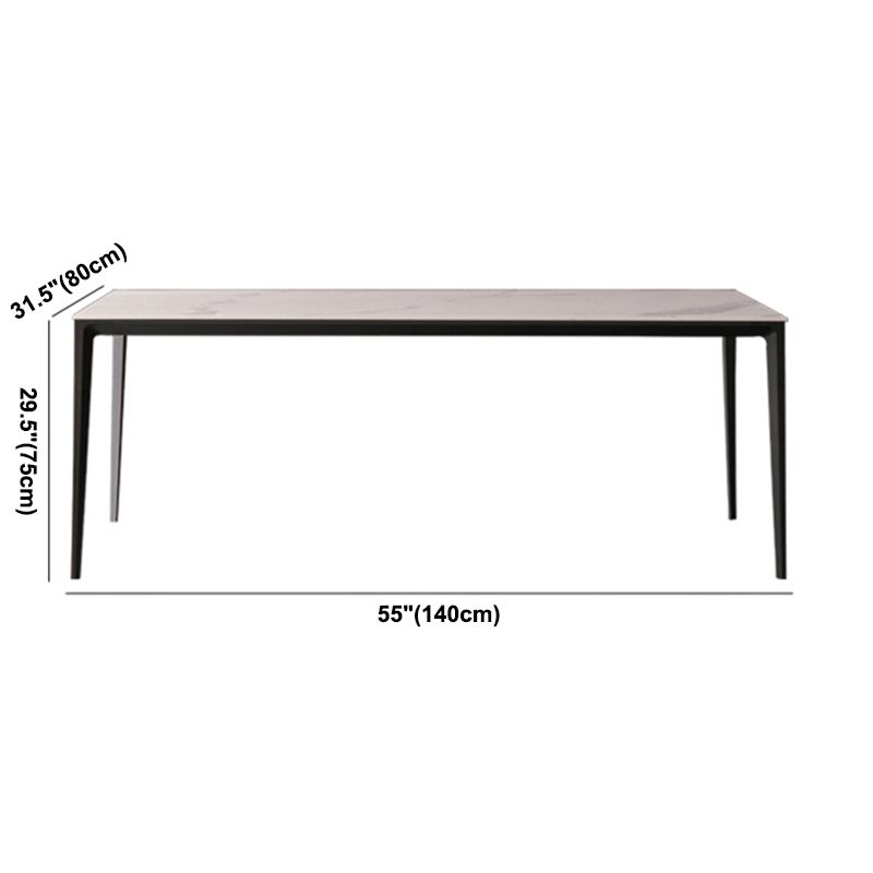 Mesa rectangular contemporánea de metal Mesa de comedor de piedra sinterizada con patas de metal