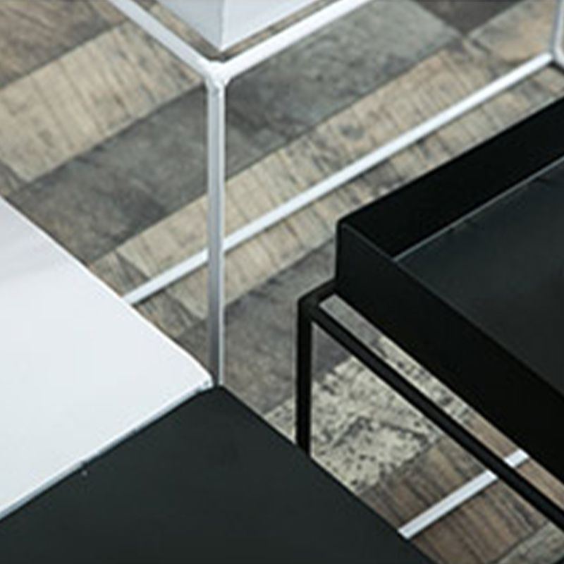 Mid-Century Black Corner Table Metal Frame Sofa Side End Table