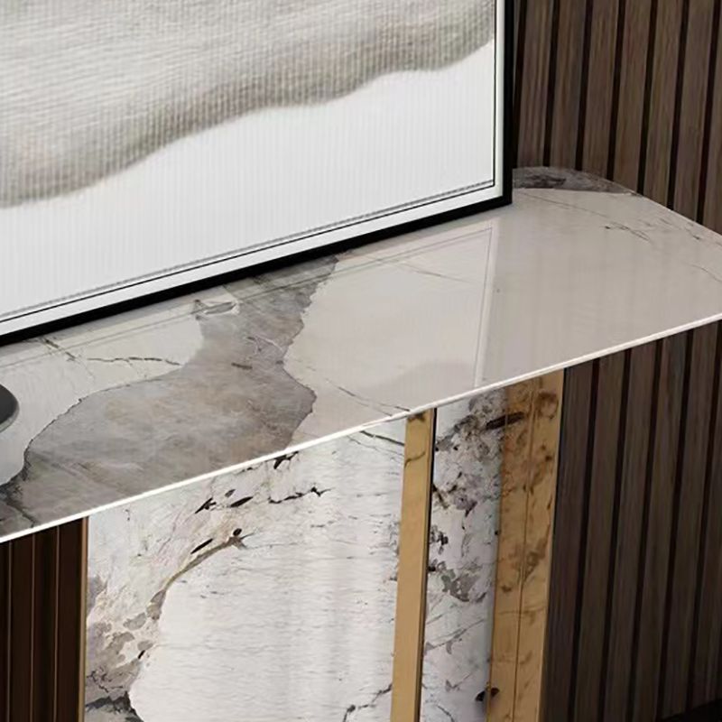 Rectangle Shape Contemporary Console Table Stone Sofa Table in Gold