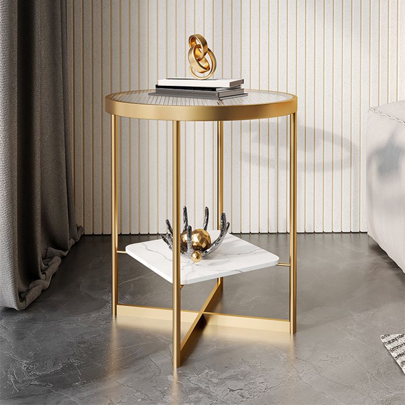 Modern Glass Round Side End Table Cross Legs Sofa Corner Table