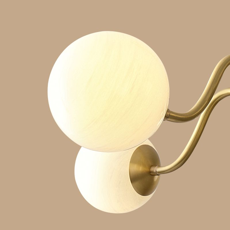 American Style Chandelier White Glass Multi Light Hanging Light with Brass for Bedroom