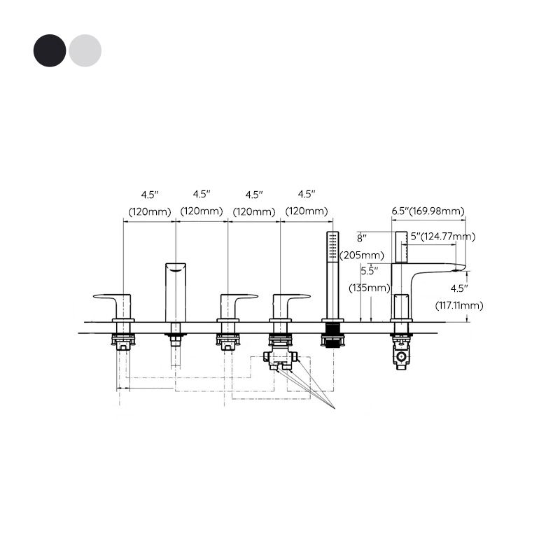 Modern Bathroom Faucet Black and White Copper Deck Mounted Tub Faucet