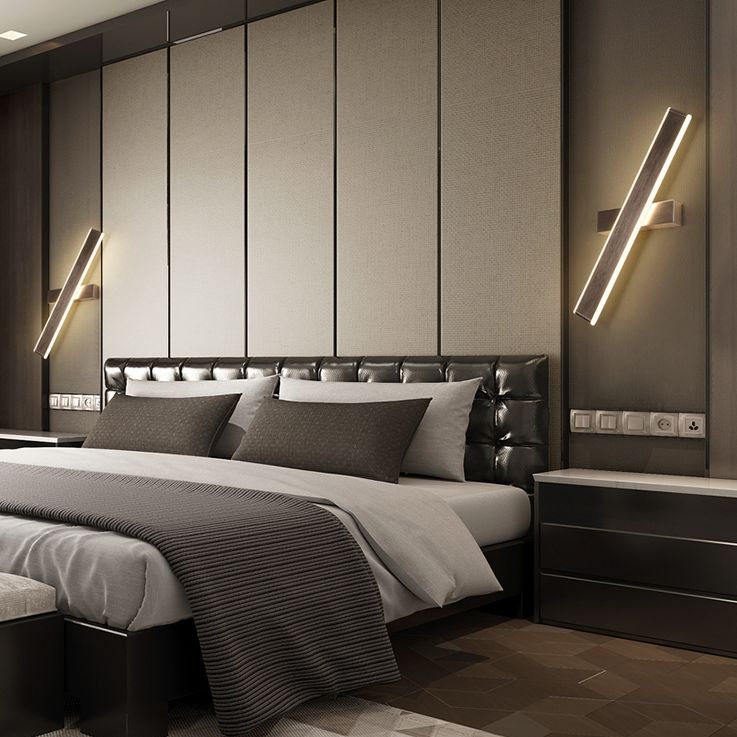 Brown Rectangular LED Wall Lamp in Modern Artistic Style Aluminium Rotatable Wall Light for Bedroom