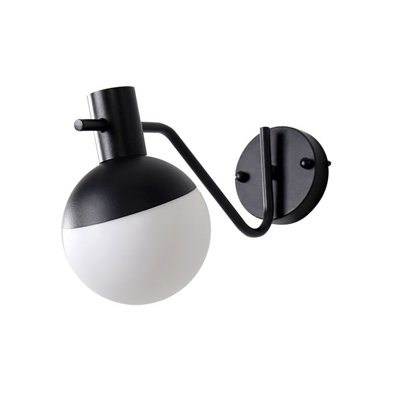 1 Light Living Room Sconce Light with Global Milk Glass Shade Modern Gold Wall Mount Light