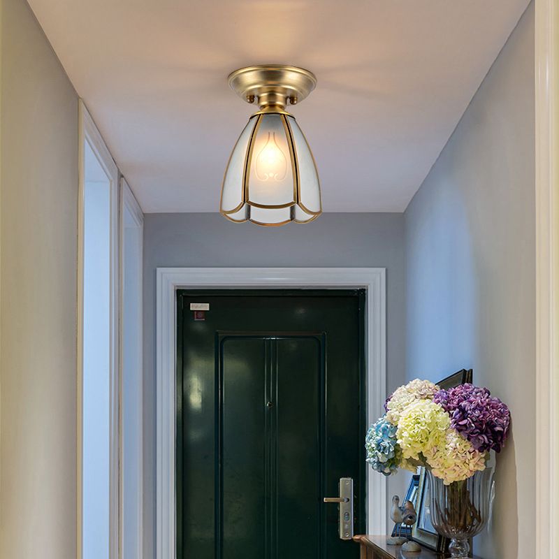 Glass Shaded Close to Ceiling Lighting Vintage-Style Aisle Close to Ceiling Light in Gold