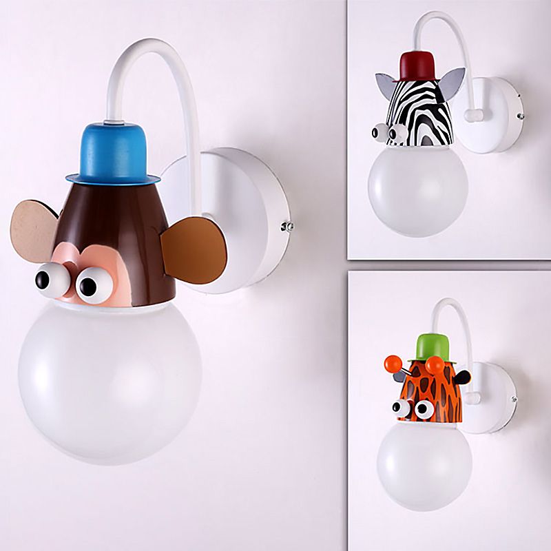 Lámpara de pared de bombilla de plumas de plancha de hierro animal para espacio para niños