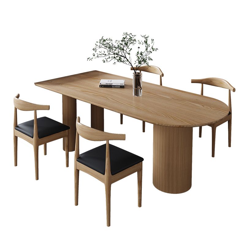 Table à manger en bois massif en pin moderne double table de forme libre de base de piédestal pour la maison