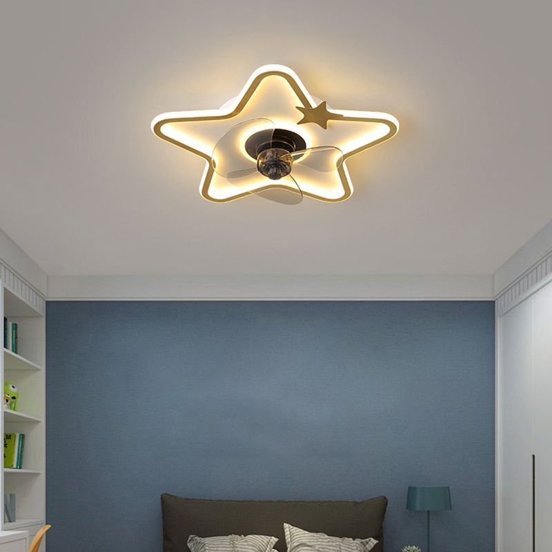 Lámpara de montaje de techo LED de ventilador de techo de estilo moderno con sombra acrílica para dormitorio
