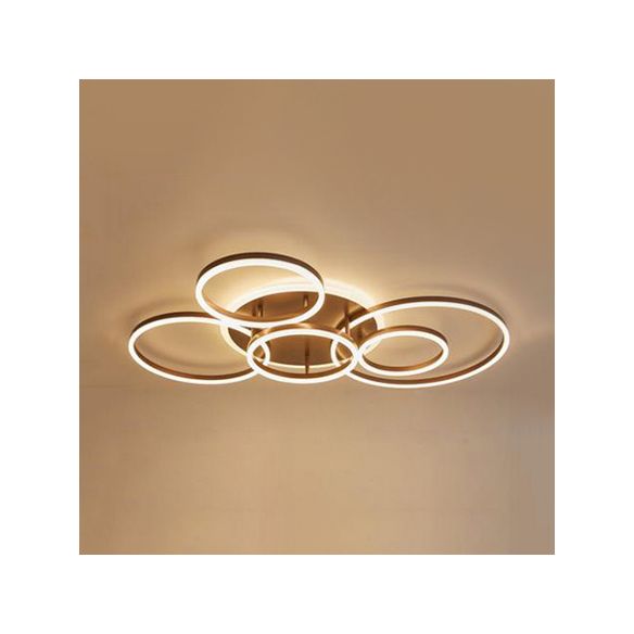 2/3/5 lampen woonkamer plafondlamp met ring acryl kap bruin inbouw in warm/wit licht