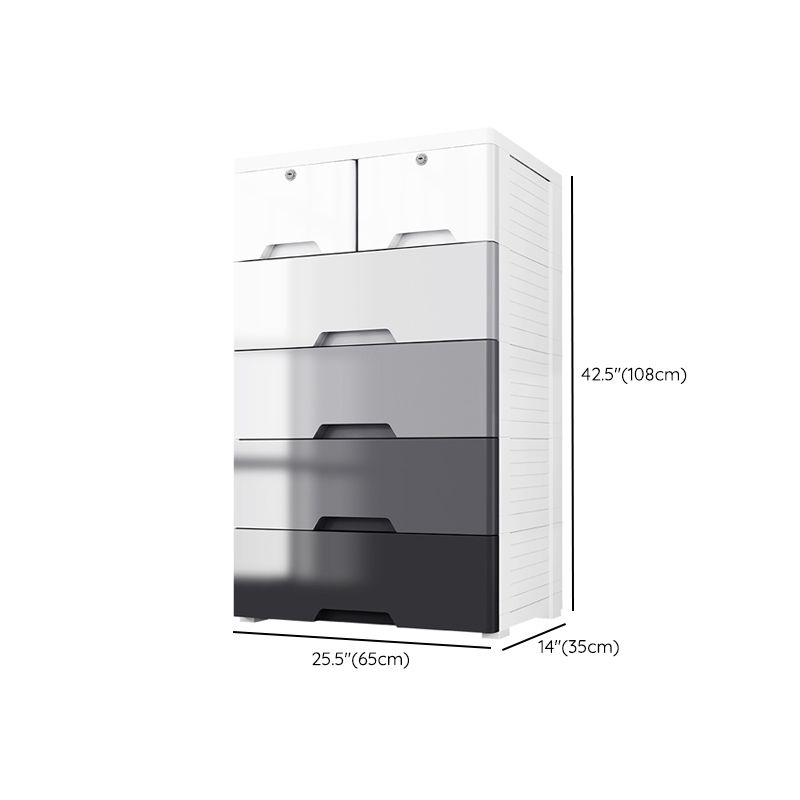 Contemporary Plastic Storage Cabinet for Bedroom Grey Cabinet with Drawers
