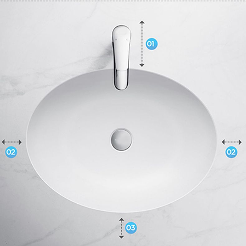 Oval Porcelain Vessel Sink Modern Bathroom Sink with Overflow(Not Including Faucet)