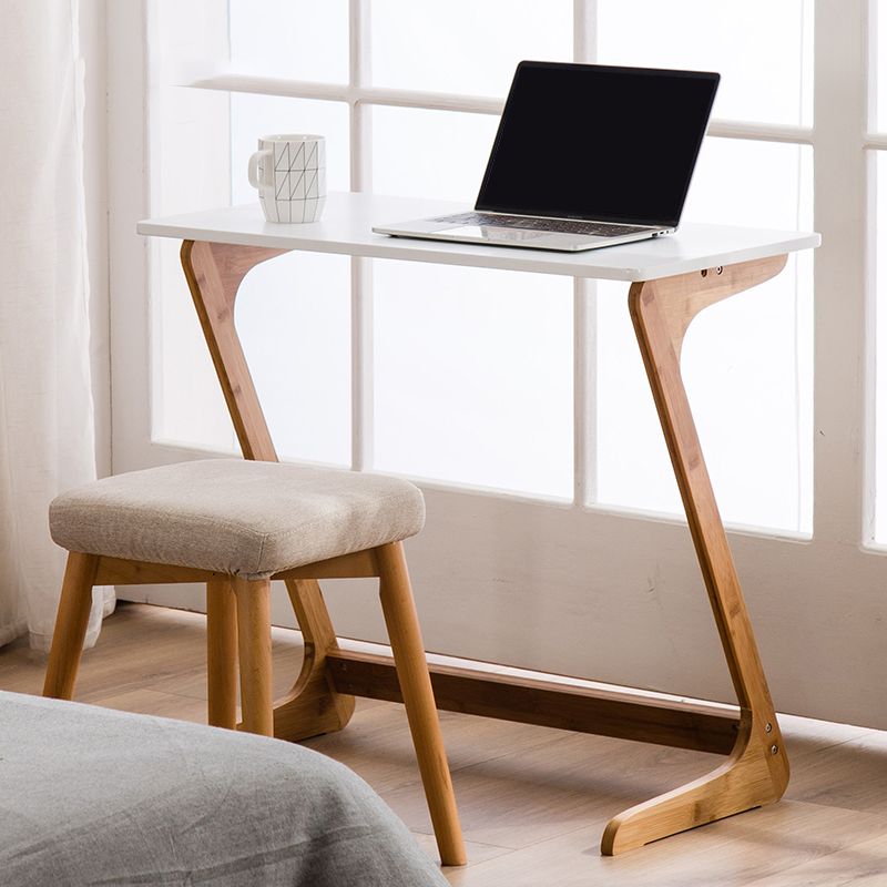 Modern Z-Shaped Wooden End Table 15.7" D Simple Bamboo Side Table