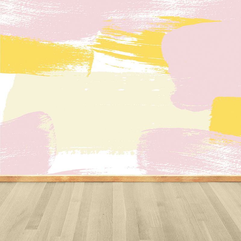 Brush Stroke Pattern Mural Wallpaper Pink Contemporary Wall Covering for Living Room