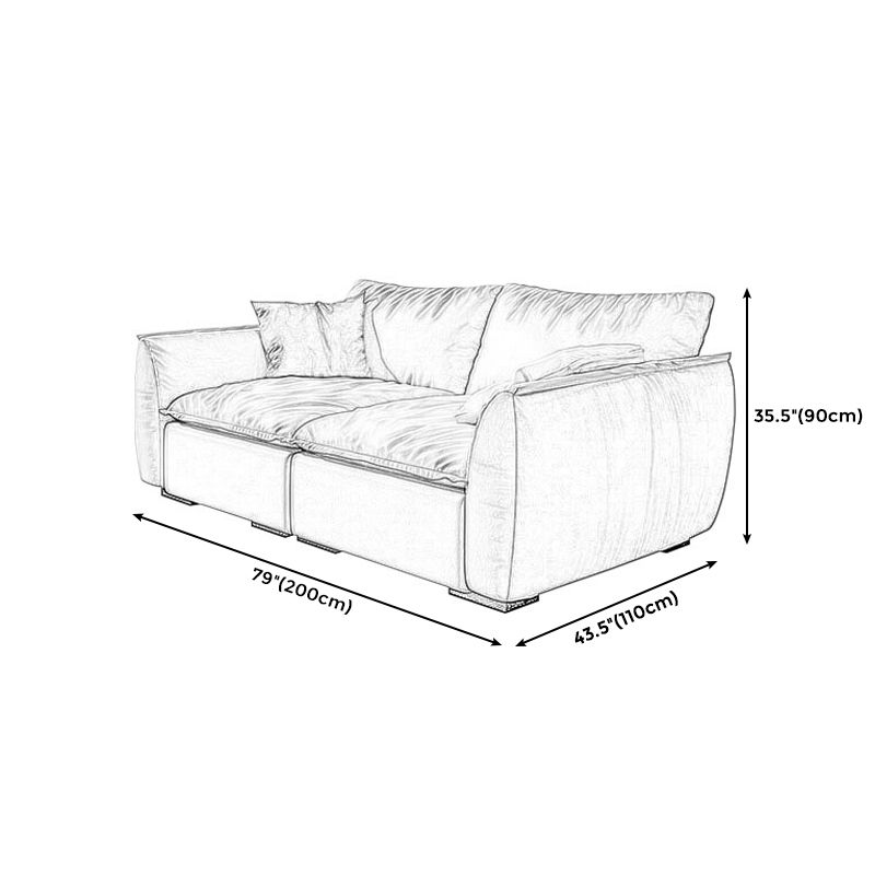 Stain Resistant Stationary Slipcovered Faux Leather Cushions Settee