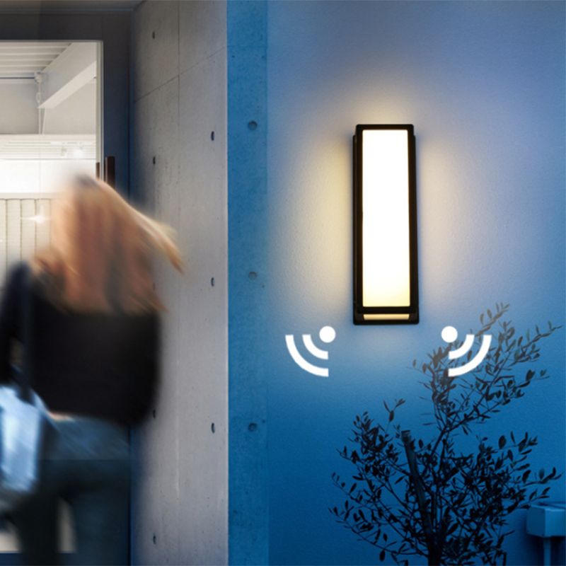 Kleine/grote rechthoekige patio SCONCE LAMP Plastic eenvoud LED spoelmontage wandlicht in zwart