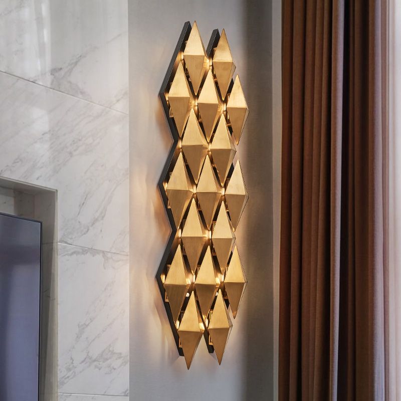 Geometrischer Schatten Metall Wandleuchte moderner Stil Multi -Leuchten Wandmontiertes Licht in Gold