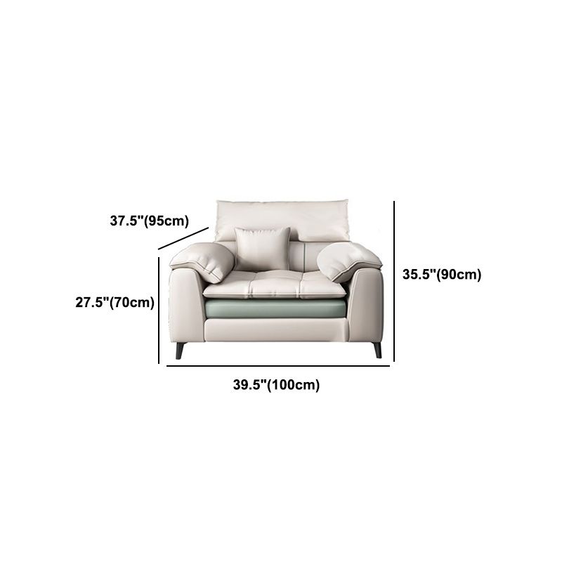 Brown Pillow Top Arm Sofa & Chaise Sewn Pillow Back Sofa - 35.43" H