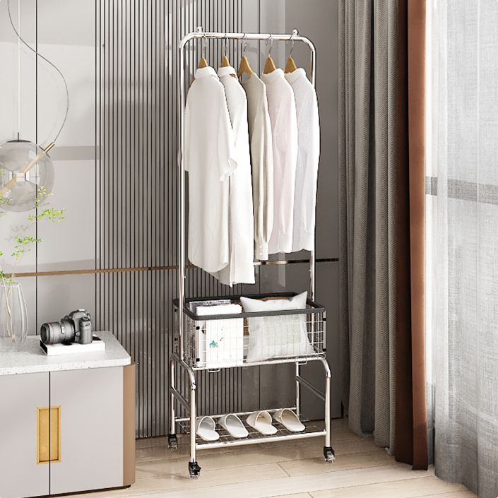 Contemporary Style Wardrobe Metal Open Wardrobe with Wheels for Home