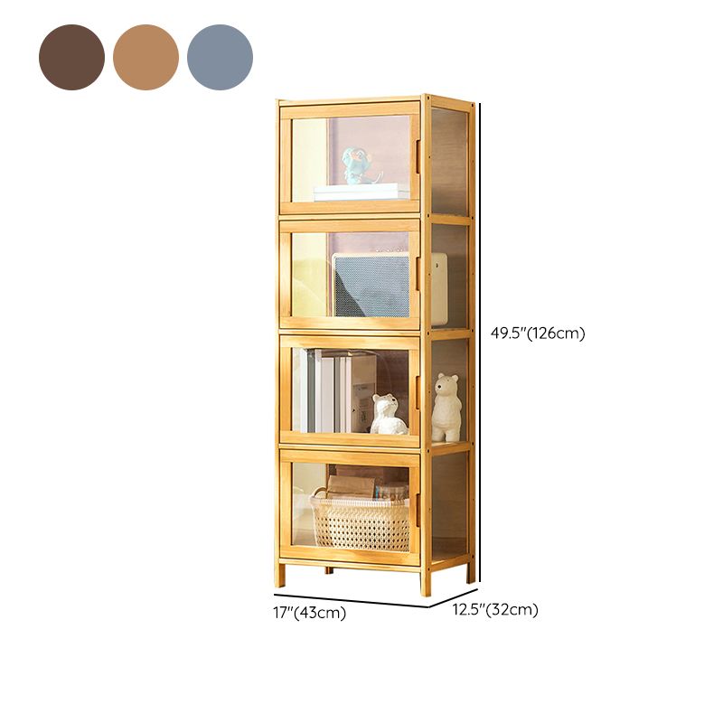 Contemporary Rectangle Accent Cabinet, Brown/Natural/Grey Cabinet with Doors