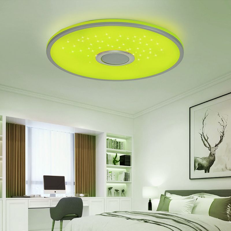 Round Shape Intelligent Ceiling Lamp Modern Iron 1 Light Flush Mount for for Study