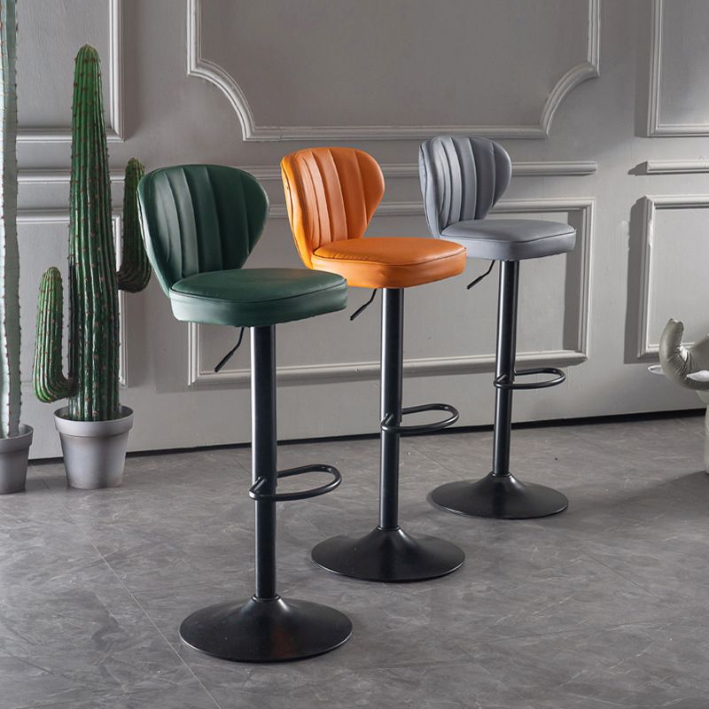 Modern Adjustable Height Swivel Stool Leather Upholstered Stool