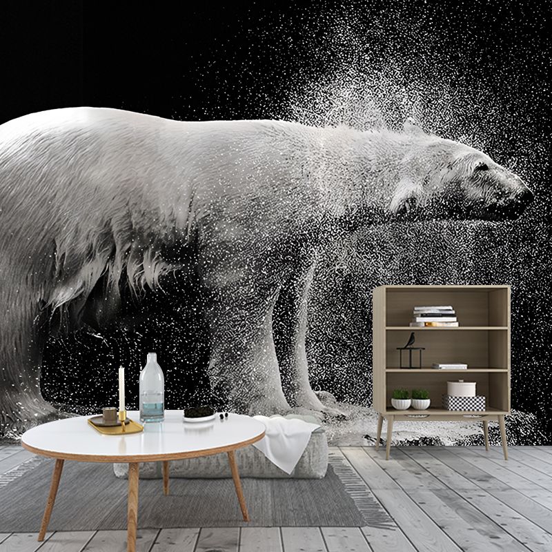Cool Polar Bear Wall Covering for Living Room, Dark, Custom Size Available