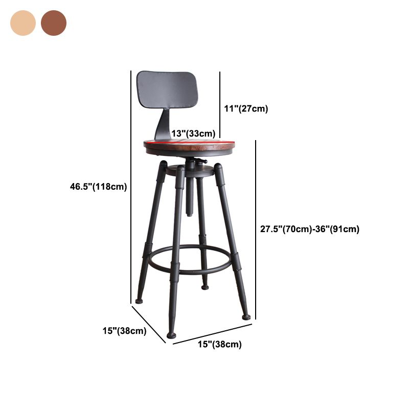 Industrial Metal Barstool Leather Counter Stool in Matte Finish for Home