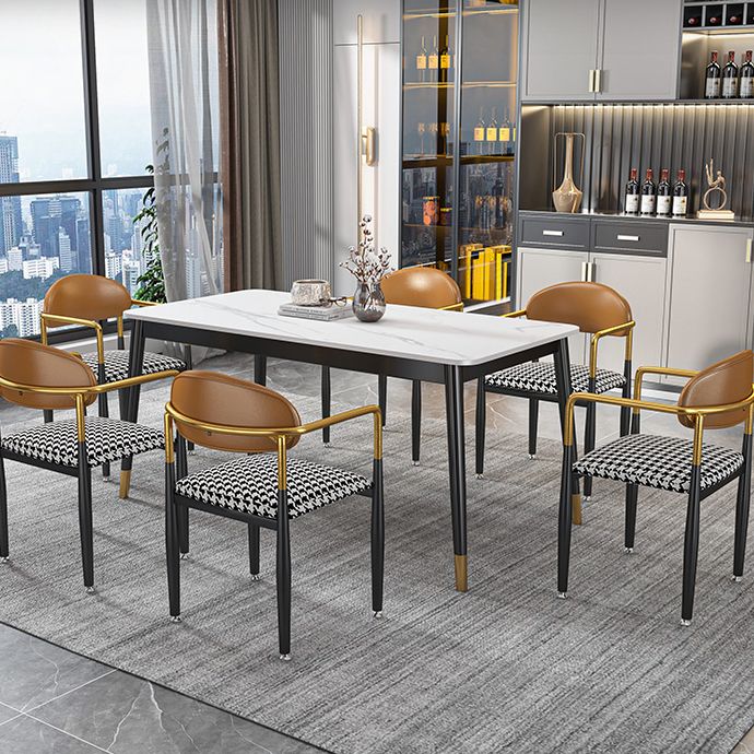 Glam Rectangle Dining Table Set 1/4/5/7 Pieces Dinette Set with Sintered Stone Top