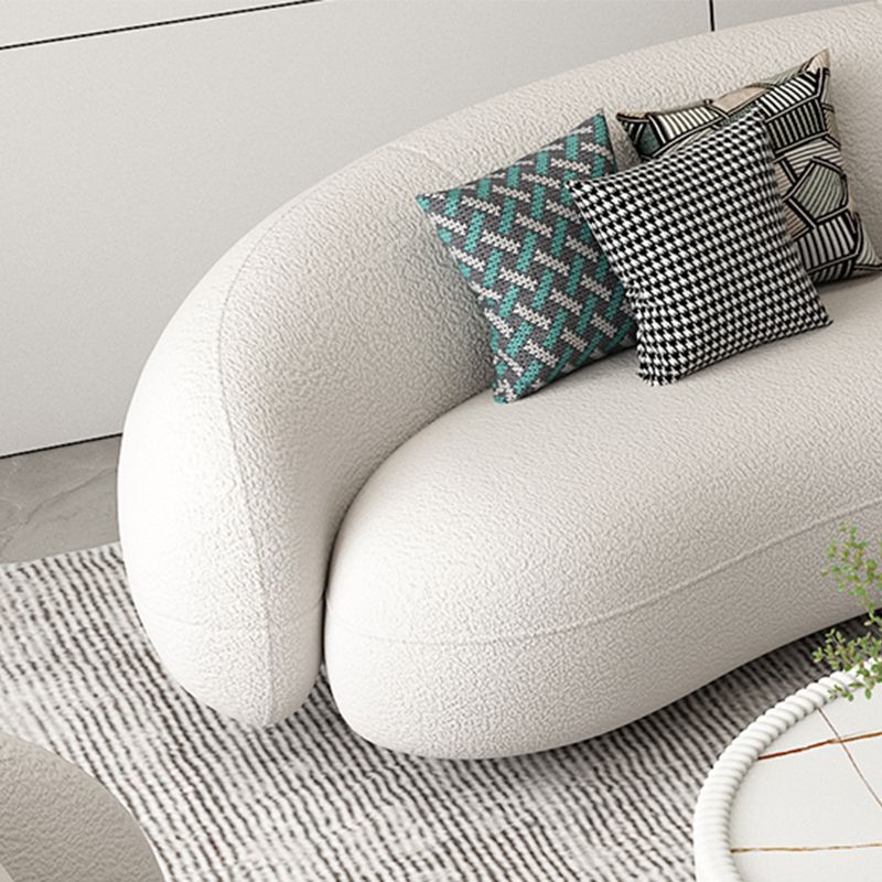 Modern White/grey Wool Curved Sofa Tight Back Stationary Sectional