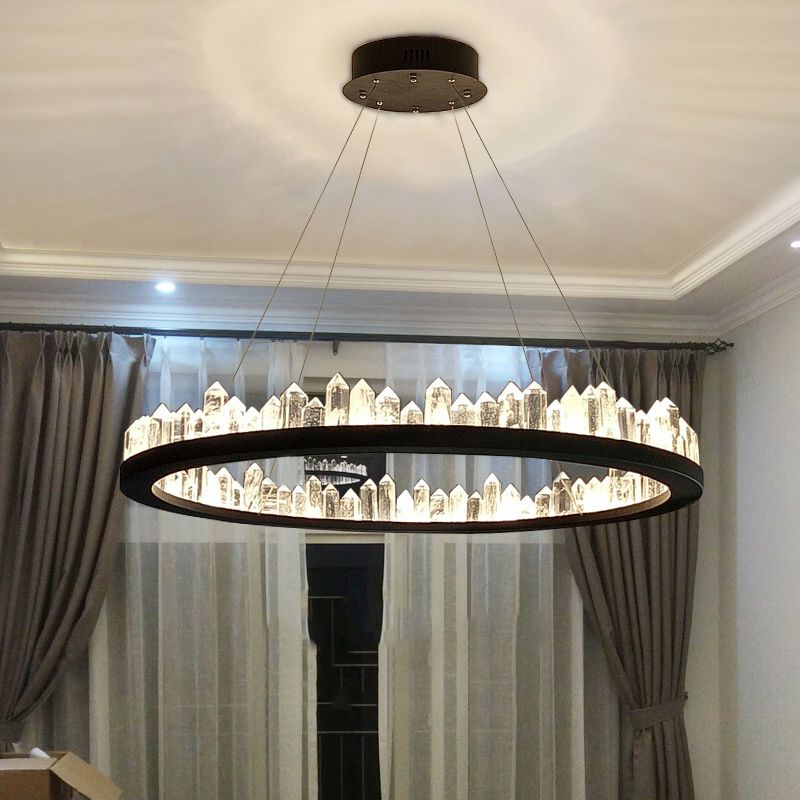 Nordic Geometric Chandelier Crystal Single Light LED Chandelier Pendant for Living Room