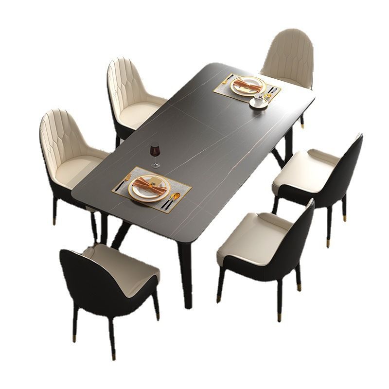 Rectangle Dining Table 4 Legs Dining Table in Black Frame for Kitchen
